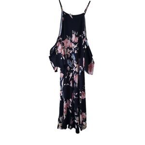 🌸First Love Black Floral Cold Shoulder Dress